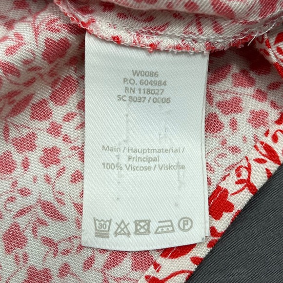 Boden Women Red White Floral Viscose Long Sleeve Blouse Top Sz US 12 Button Up - Picture 4 of 6